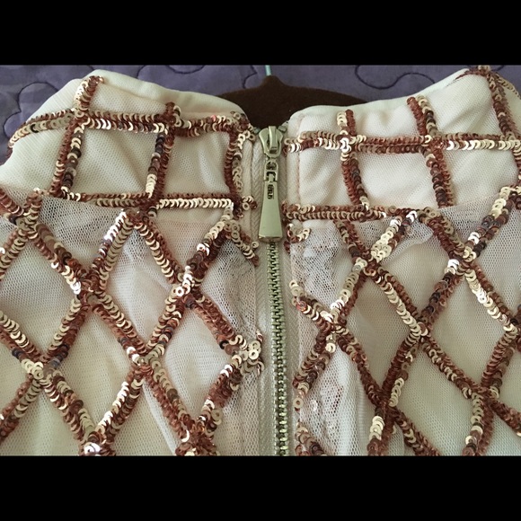 New! Fierce Peach Diamond Sequin Romper - Picture 3 of 6